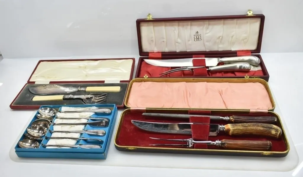 STAINLESS/SILVERPLATE CARVING SETS & SPOONS
