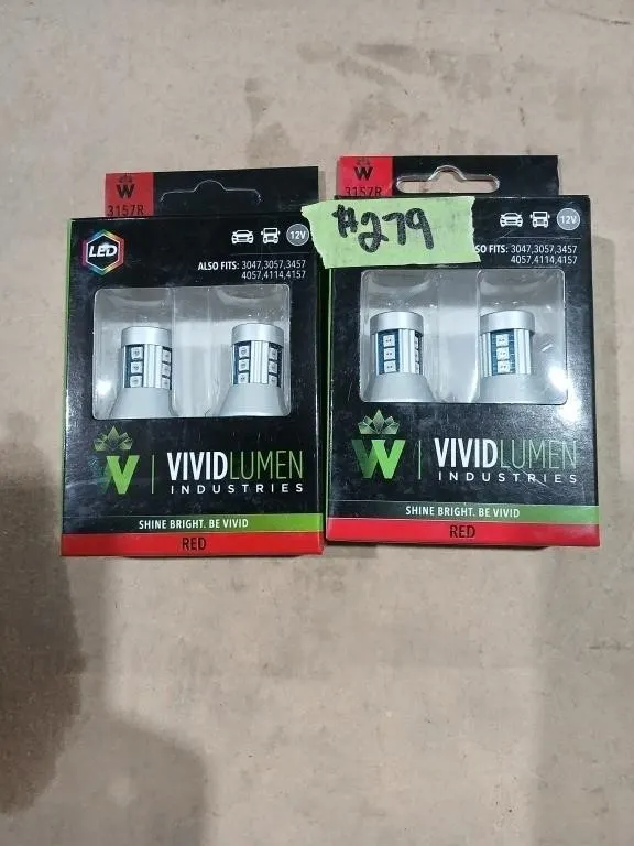 2 Boxes, 3157 Red LED Bulbs High output,