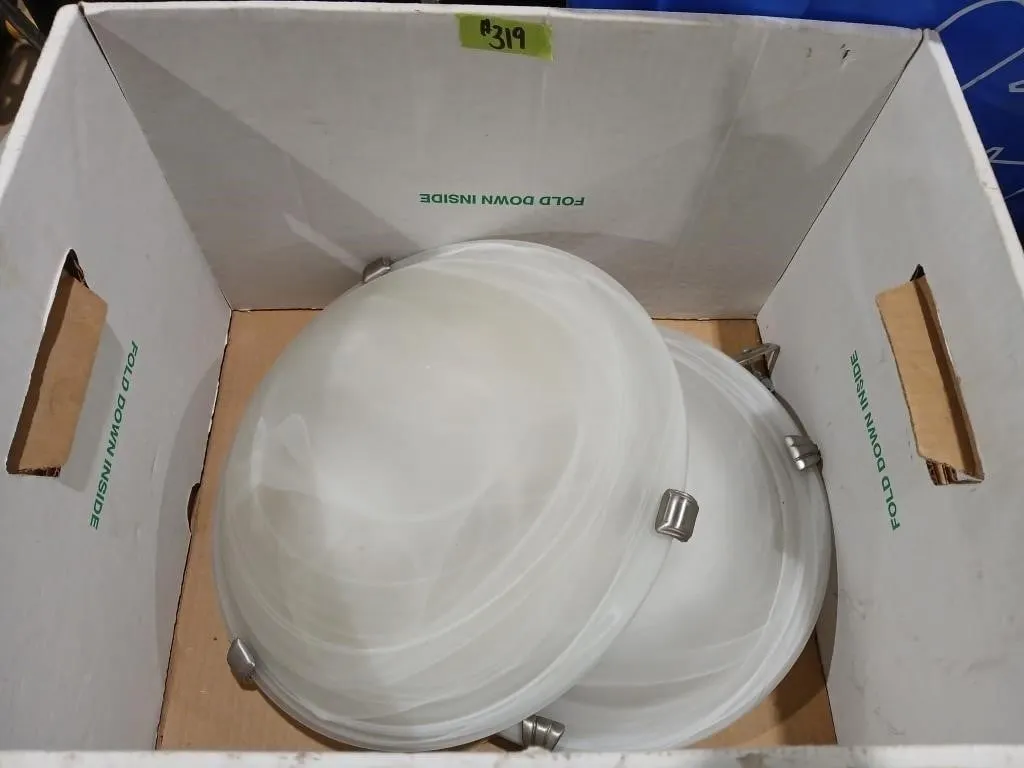 2 Low profile Marbleized glass flush mount ceiling