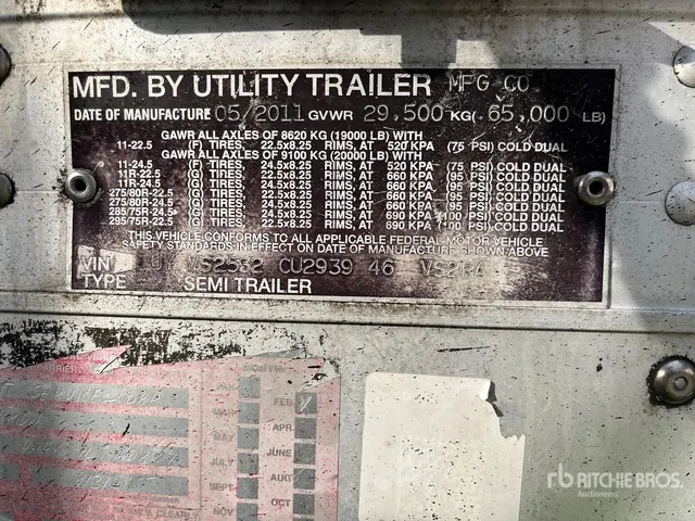 2012 Utility VS2RA 53 ft T/A Refrigerated Trailer