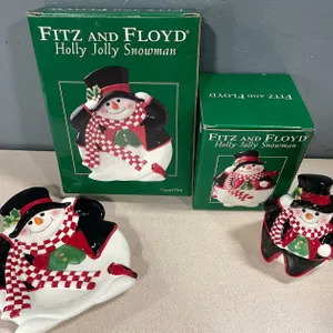 Snowman Cookie Jar and Plate (T3)