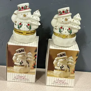 Porcelain Snowman Trinket Boxes (T3)
