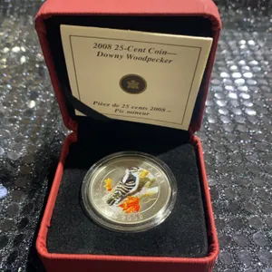 2008 Canada 25-Cent Nickel Plated Steel Coin, Downy Woodpecker, With Case