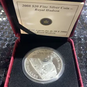 2008 $20 Royal Hudson Fine Silver Coin, Canada, 999 Silver, 31.39g, With Case