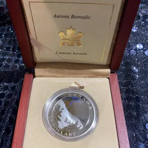 2004 Canada $20 Silver Aurora Borealis Coin 99.99% Fine, 31.39g, Box & COA