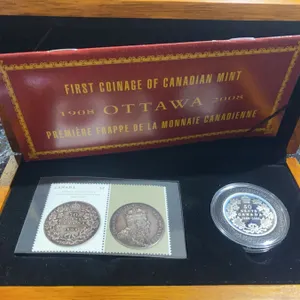 2008 Royal Canadian Mint First Coinage 50 Cent Proof Set With Commemorative Stamp