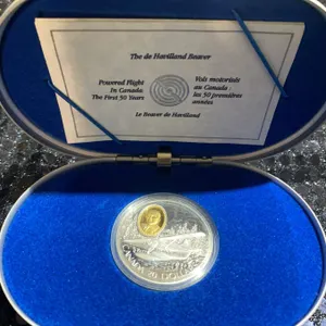 1997 Canada $20 Silver Coin de Havilland Beaver 24kt Gold Cameo 1oz with Case & COA
