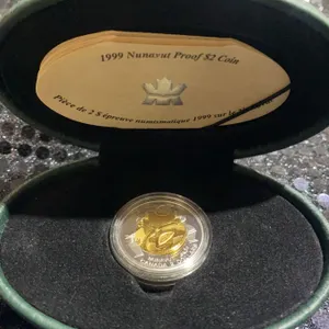 1999 Nunavut Proof $2 Coin Sterling Silver with 24K Gold Plating in Case