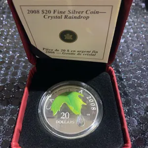 2008 Canada $20 Fine Silver Coin Crystal Raindrop With Swarovski Element, 31.39g