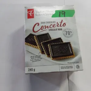 SHELF PULLS (AS IS):  2 BOXES OF DARK CHOCOLATE CONCERTO COOKIES