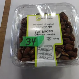 SHELF PULLS (AS IS):  ROASTED UNSALTED ALMONDS (350G) - 2 CONTAINERS