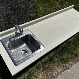Small Kitchen Stainless Sink with Cream Counter Top