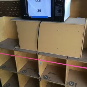 Bookshelves, Small Wagon, and Microwave