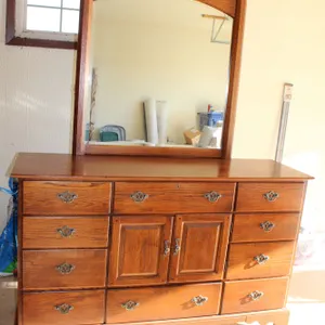 Oak Dresser & Mirror