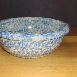 Robinson Ransbottom Blue Spongeware Stoneware Bowl