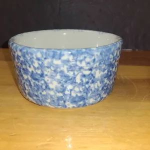 GD Rombach Blue Spongeware Stoneware Ramekin Bowl