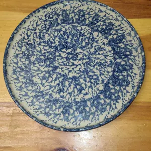 Rowe Pottery Blue Spongeware Plate