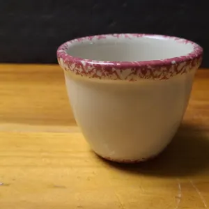McCoy GEM Pottery Egg Cup Red Heart Pink Speckle Rim