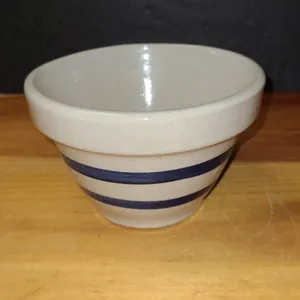 Roseville Ohio Ransbottom Stoneware Mixing Bowl Blue Stripes