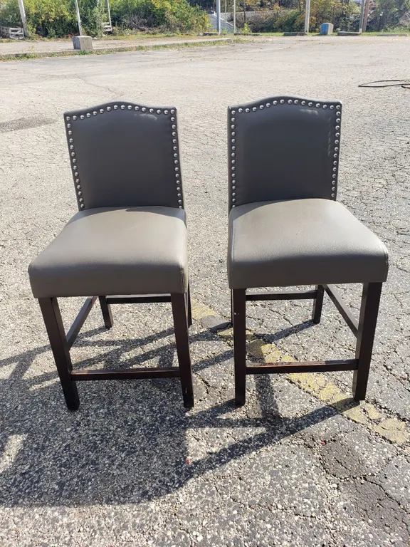 Grey Bar Stool Chair Pair