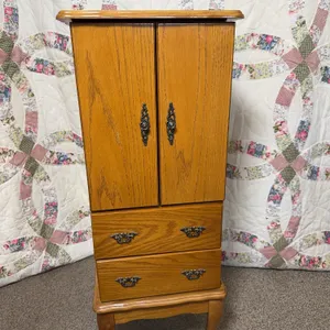 Honey Oak Jewelry Armoire