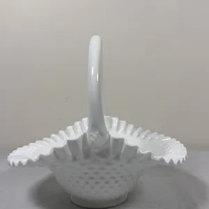 Fenton Milk Glass Hobnail Basket