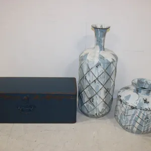 Metal Trunk & Vases