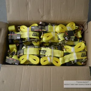 UNUSED QTY OF (20) WOOD TUFF TOW 1.5"X15' RATCHET TIE DOWN STRAPS