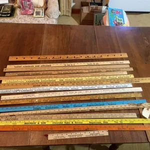 (15) advertisement yard sticks - including Andreas furniture, Moomaw & sons, Atlee Schumaker & more