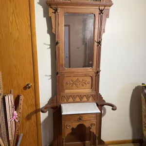 Antique marbletop hall tree - 38x12x87
