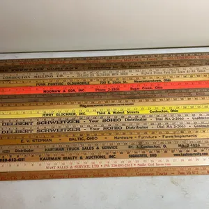 (15) yard sticks including Coshocton Milling, The Foy Paint Co, Kaufman Realty & Auctions & more