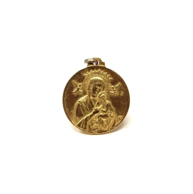 GOLDTONE DUAL SIDED RELIGIOUS MEDALLION PENDANT