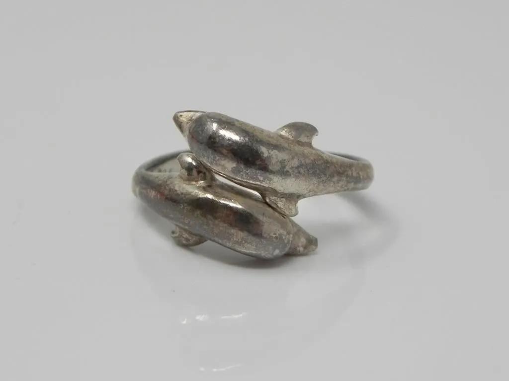 925 SILVER ADJUSTABLE DOLPHIN RING 3.61g