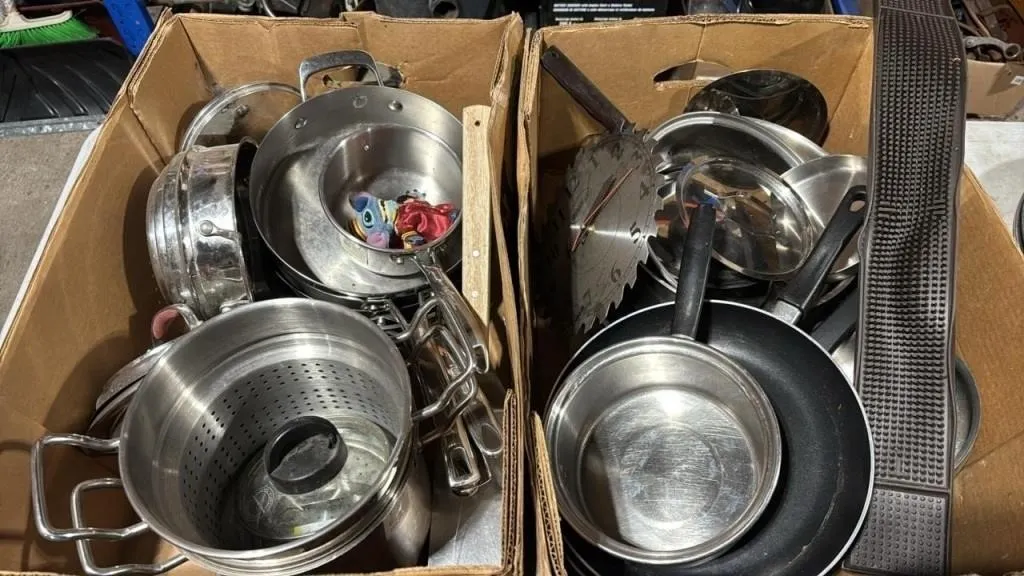 2 Large Boxes of Asst. Pots/Pans & Serving/Baking
