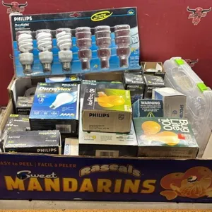 Box of Asst. Light Bulbs. Mostly unused.
