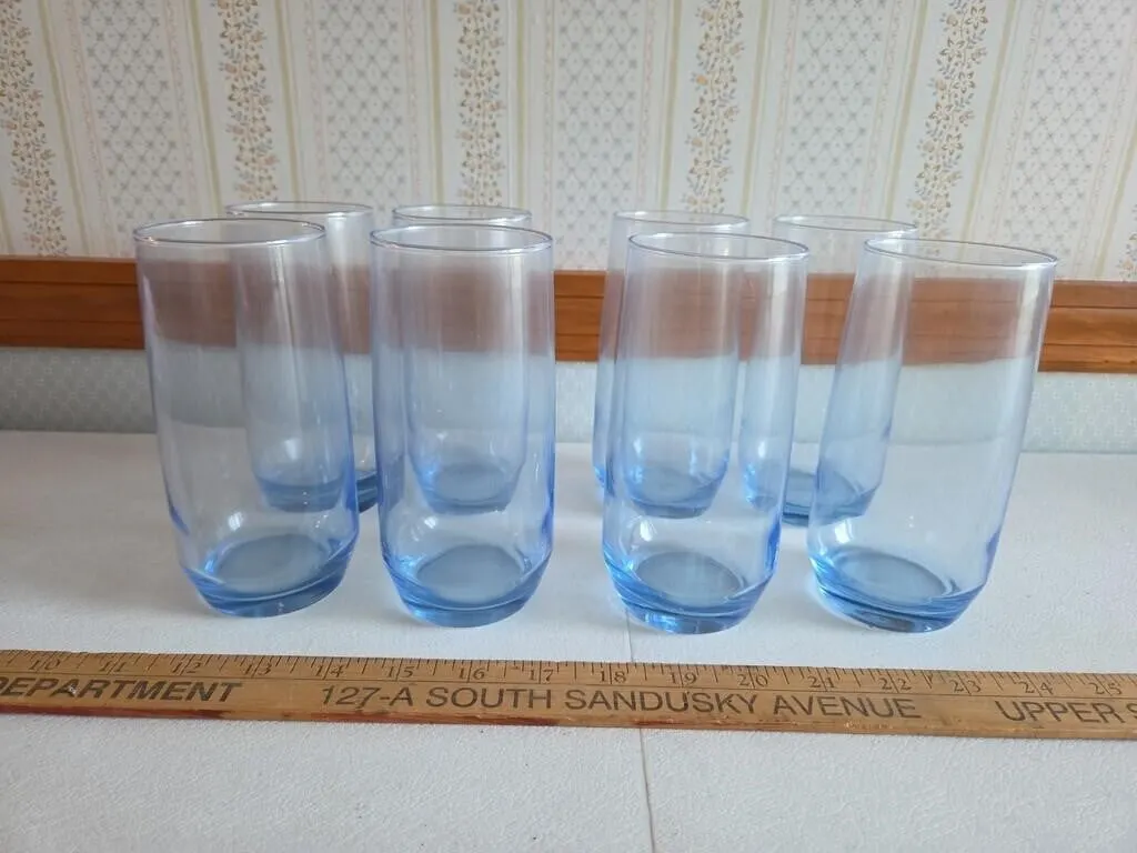 8 Blue Drinking Glasses