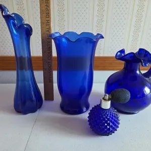 4 Blue Glass Pieces
