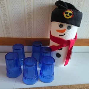 6 Blue Drinking Glasses, Snowman Paper Towel Roll