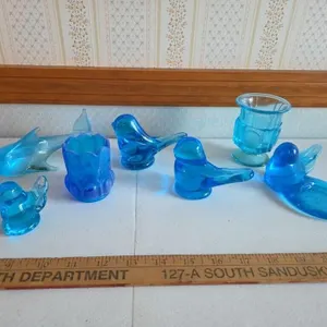 Decorative Blue Glass; Birds