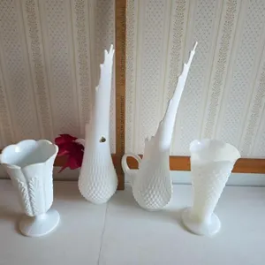 2 White Fenton Vases, Pair White Vases