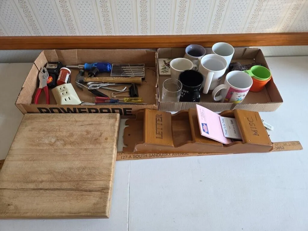 Mugs, Tools, Butcher Block, Mail Holder