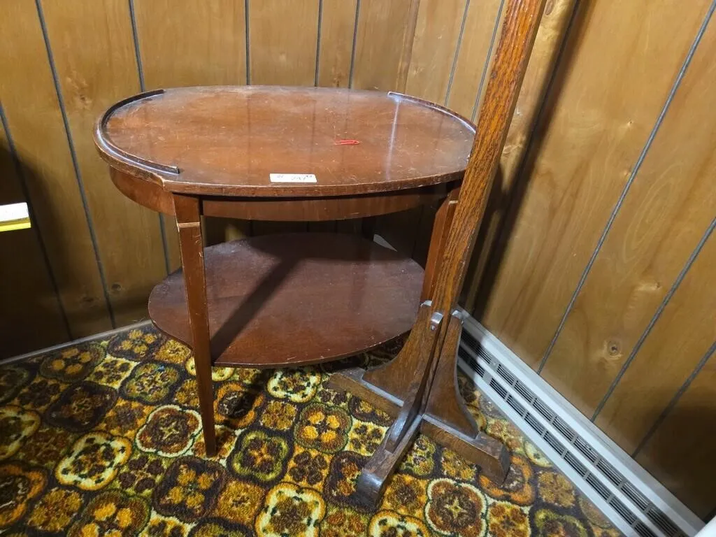 Small Oval Table 19"x27.5"x26"H and Hall Tree