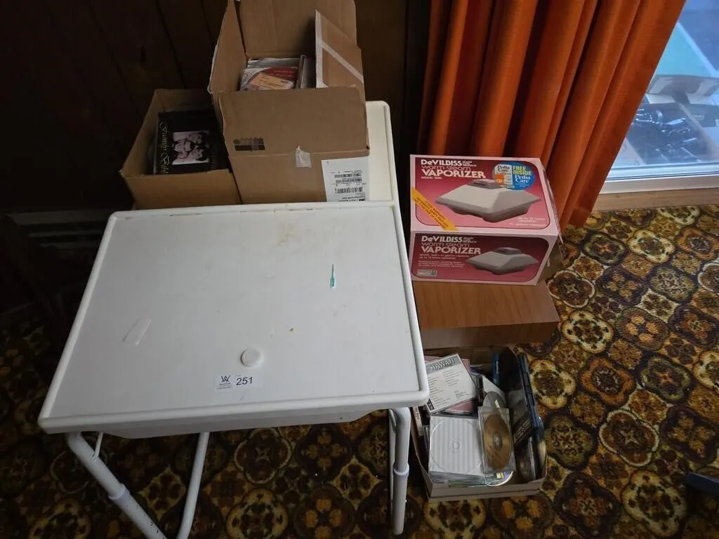 Pair TV Trays and Cassettes, CD's, Vaporizer, Wind