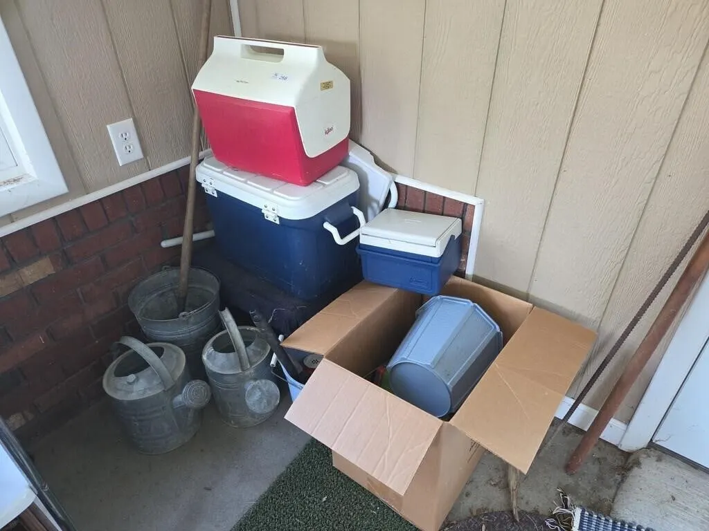Corner Lot; Coolers, Galvanized Watering Cans and