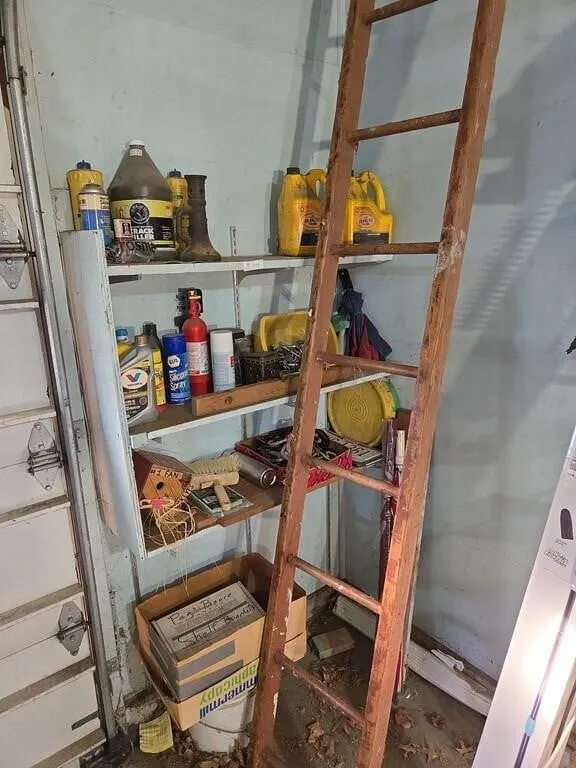Corner Lot; Umbrellas, Oil, Wood Ladder, misc