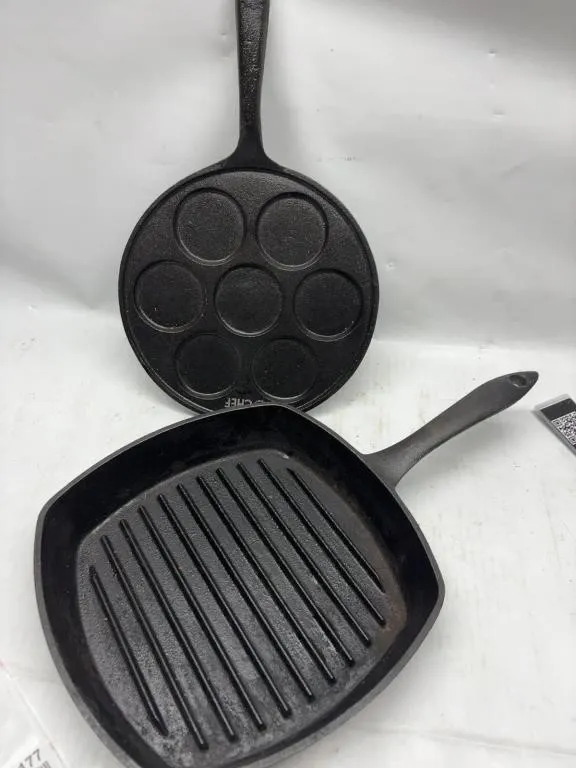 Cast Iron Grill Pan & Egg Pan, Commercial Chef