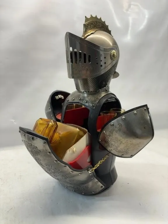 Knight Armor Helmet Decanter Set with Glasses