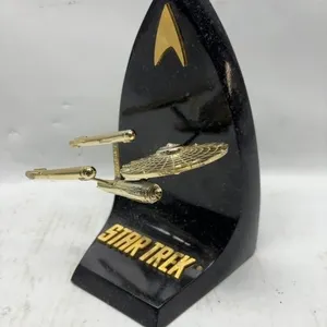 Star Trek Enterprise Gold Ship Figurine on Stand