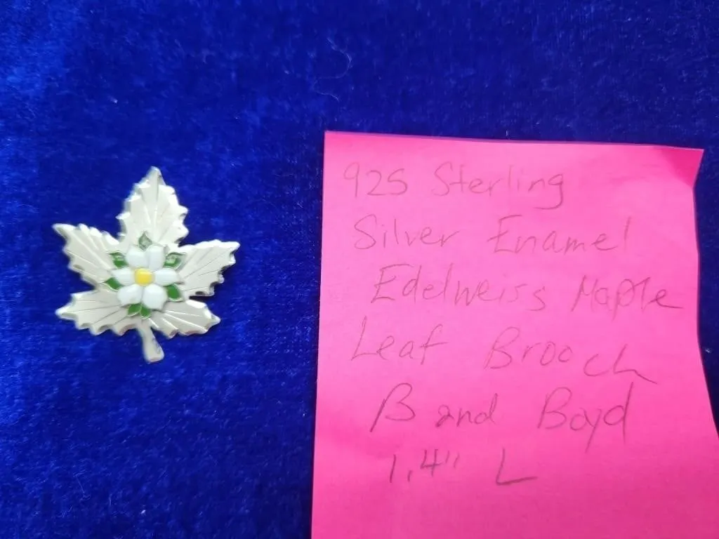 B and Boyd Sterling Silver Edelweiss Maple Leaf