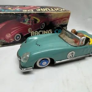 Vintage Tin Litho Racing Car No. 3 with Box